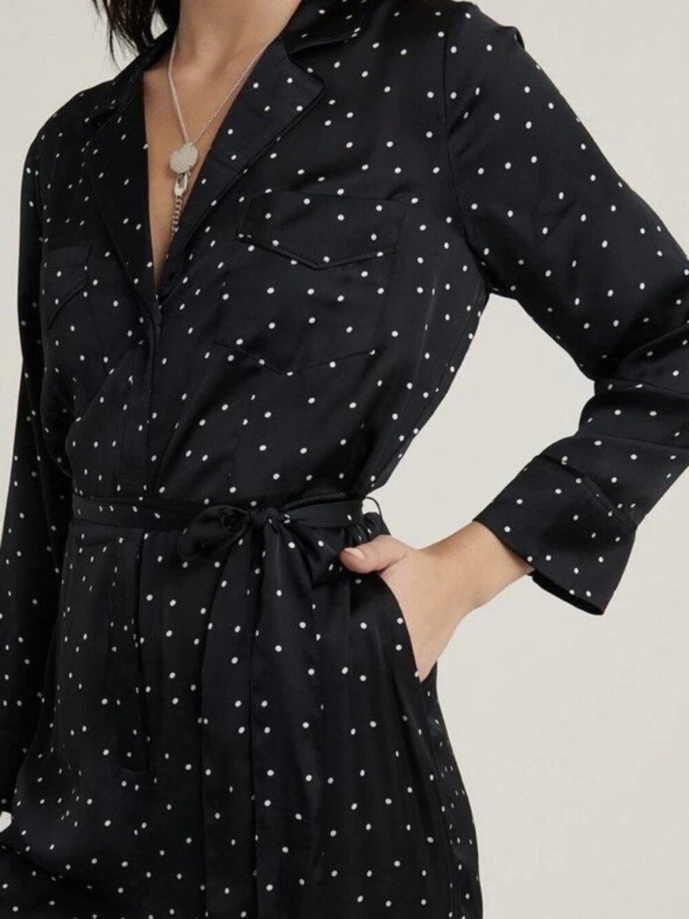 Lucky Brand Polka Dot Satin Jumpsuit